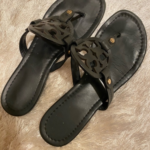 Tory Burch Black Leather Sandals - Picture 2 of 7